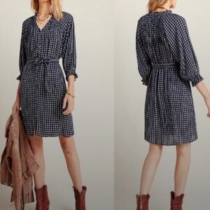 Anthropologie Maeve Sara plaid checkered shirt dress XS